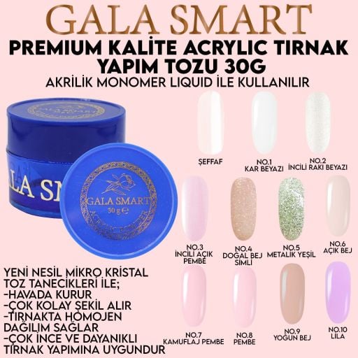 GALA SMART AKRİLİK TOZ 30 GR ÇEŞİTLERİ