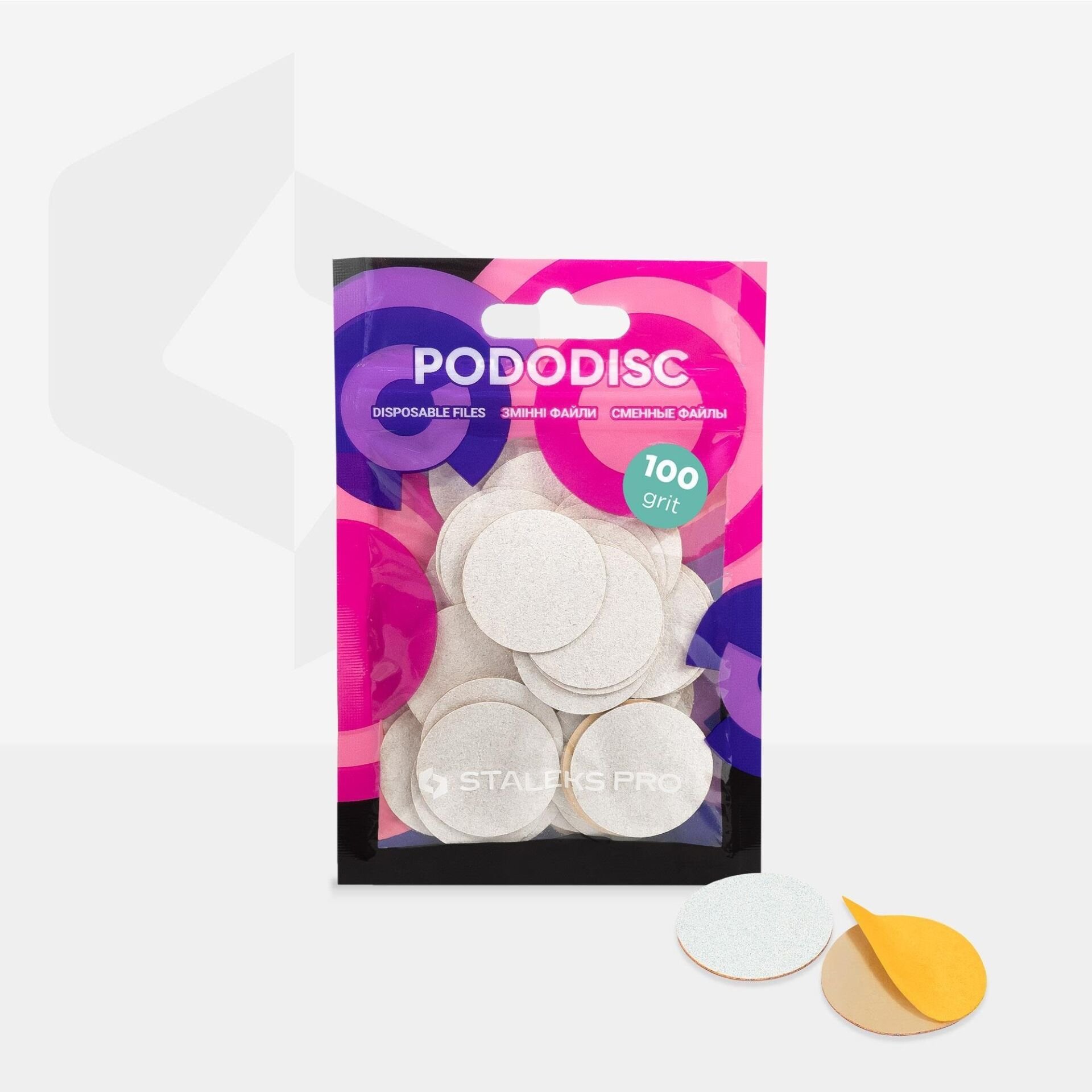 PODODISC STALEKS PRO L Pedikür Disk İçin Yedek Beyaz Törpüler, 100 Grit (50 Adet)