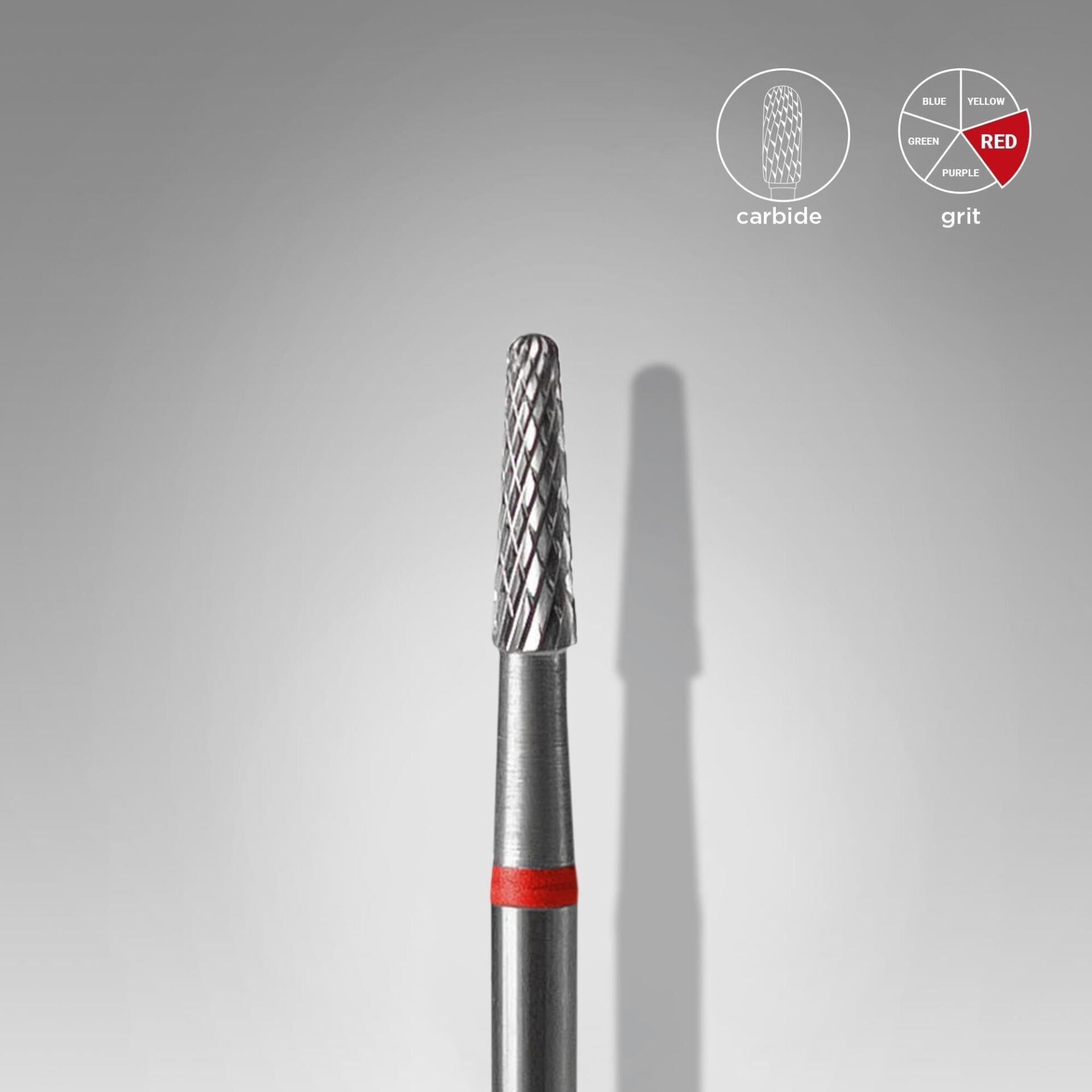 Sert Alaşım Koni Freze, Kırmızı, Çap 2,3 mm / Çalışma Kısmı 8 mm