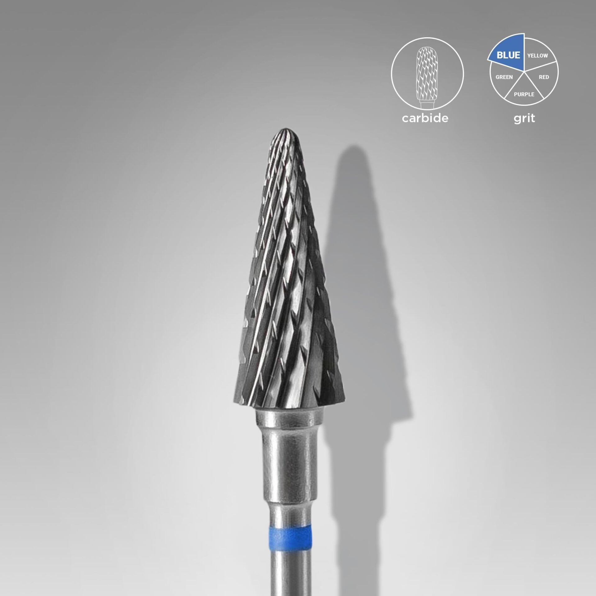 Sert Alaşım Koni Freze, Mavi, Çap 6 mm / Çalışma Kısmı 14 mm