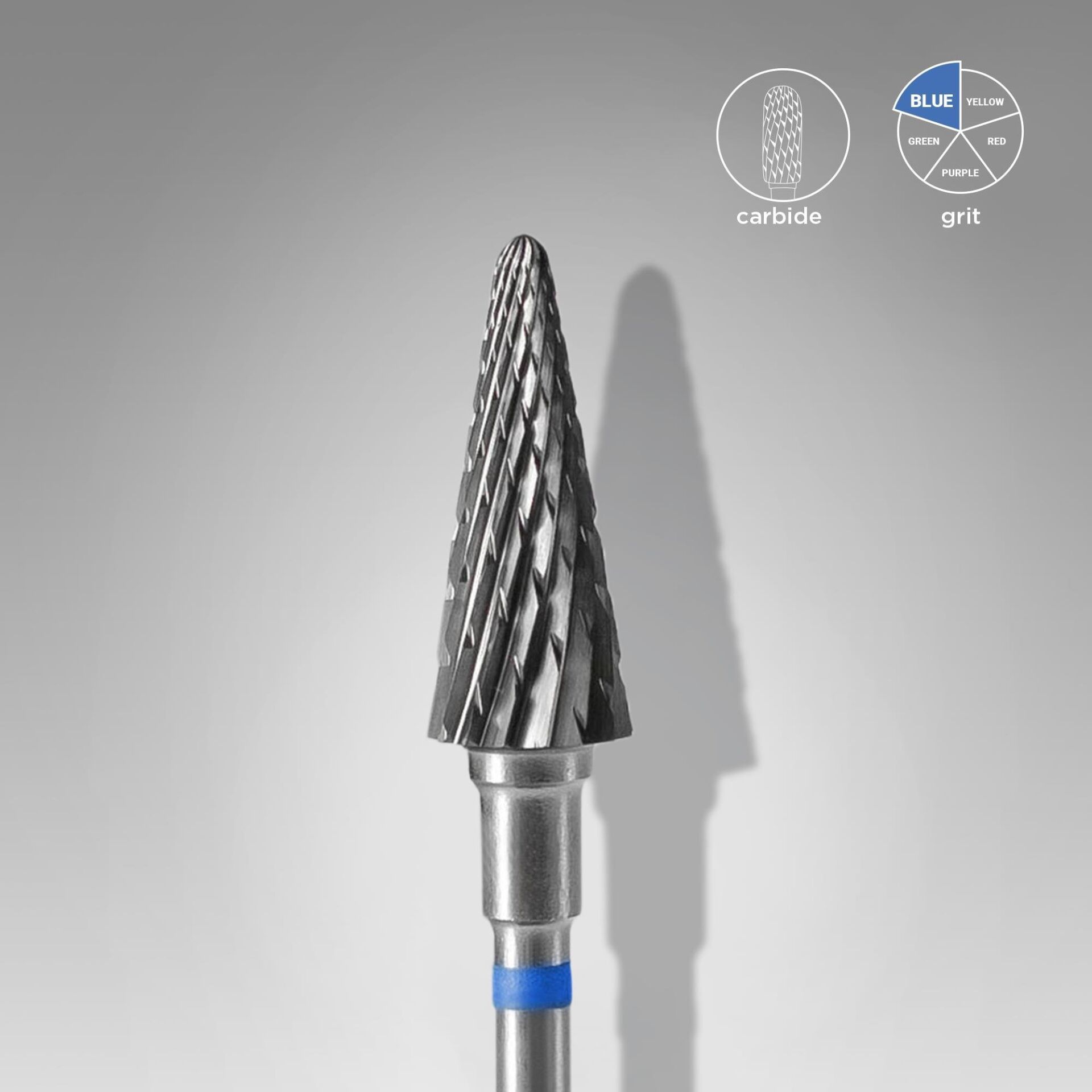Sert Alaşım Koni Freze, Mavi, Çap 6 mm / Çalışma Kısmı 14 mm
