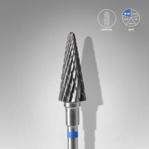 Sert Alaşım Koni Freze, Mavi, Çap 6 mm / Çalışma Kısmı 14 mm