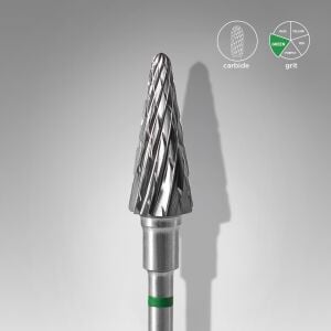 Sert Alaşım Koni Freze, Yeşil, Çap 6 mm / Çalışma Kısmı 14 mm