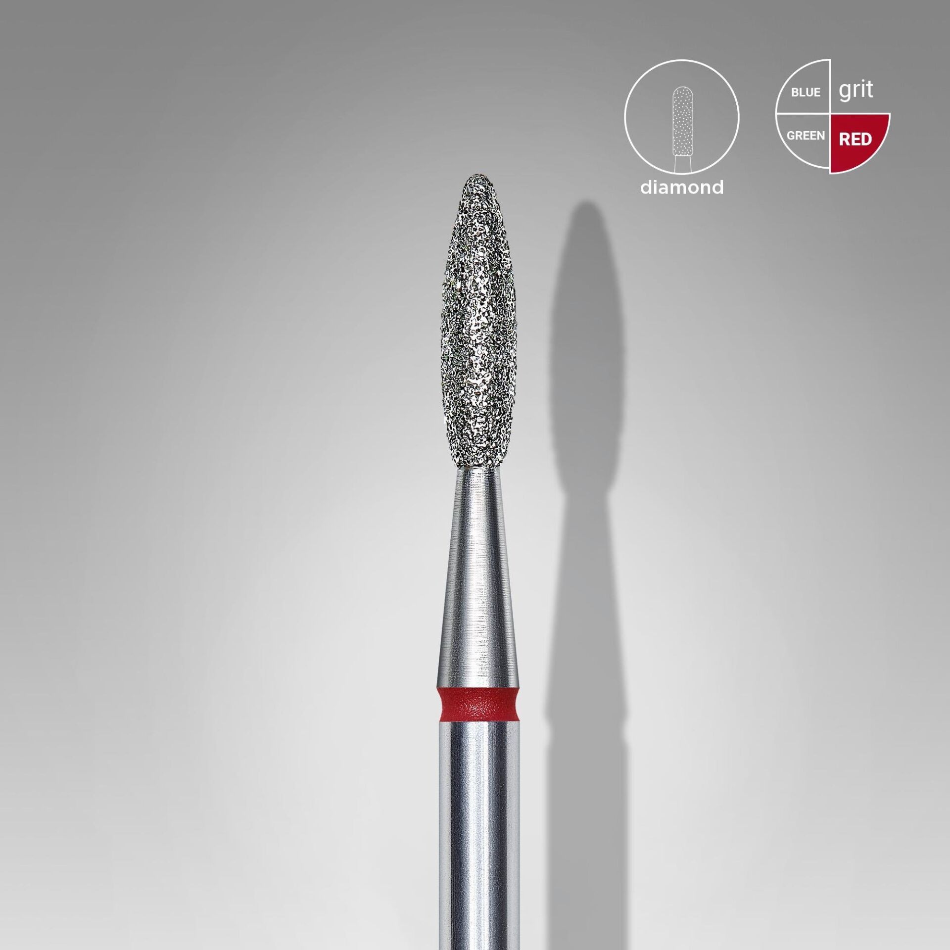 Elmas Alev Freze, Kırmızı, Çap 2,1 mm, Çalışma Kısmı 8 mm