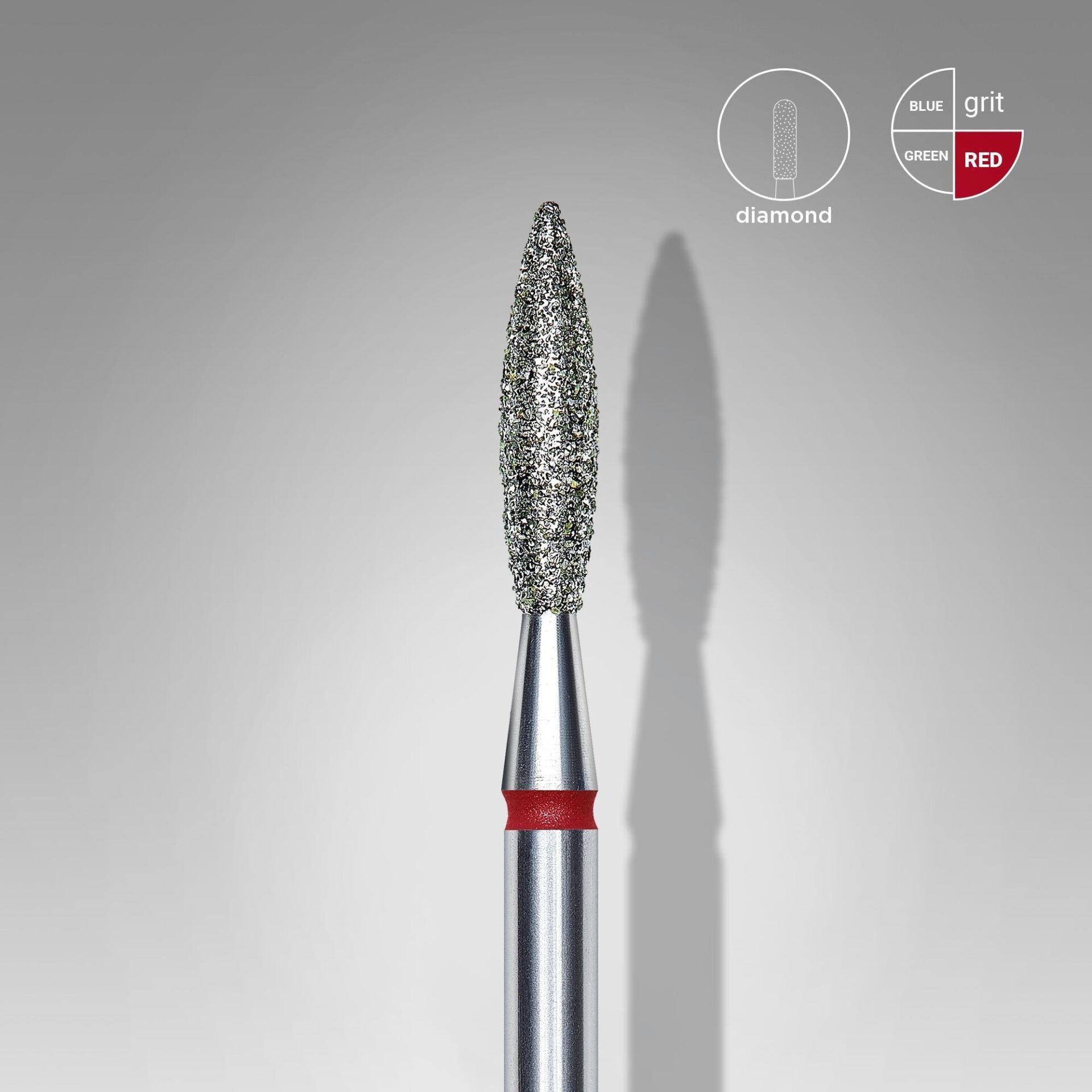 Elmas Alev Freze, Kırmızı, Çap 2,3 mm, Çalışma Kısmı 10 mm