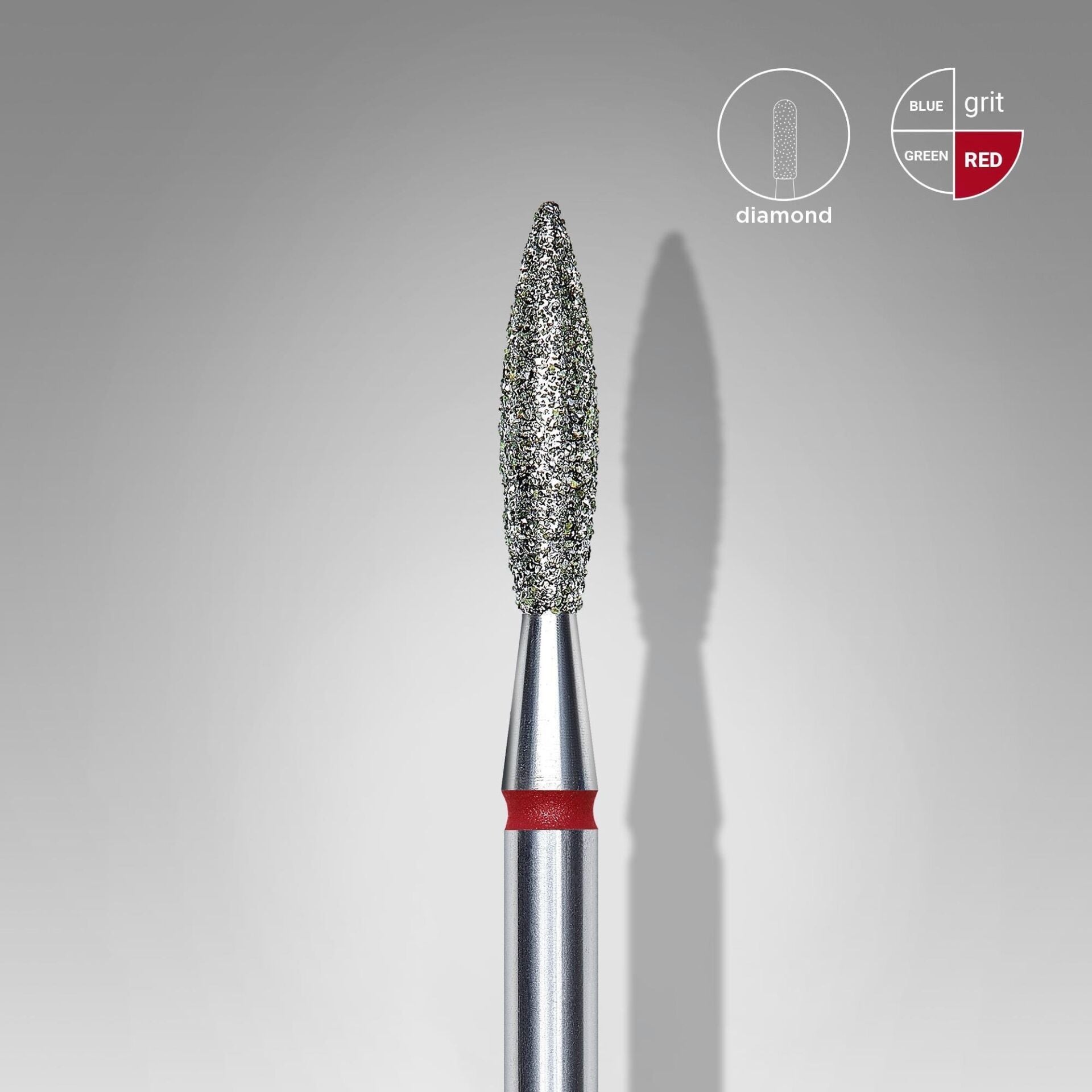 Elmas Alev Freze, Kırmızı, Çap 2,3 mm, Çalışma Kısmı 10 mm