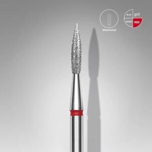 Elmas Sivri Alev Freze EXPERT, Kırmızı, Çap 2,3 mm, Çalışma Kısmı 8 mm