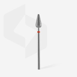 Elmas Yuvarlanmış Armut Freze, Kırmızı, Çap 5 mm, Çalışma Kısmı 12 mm