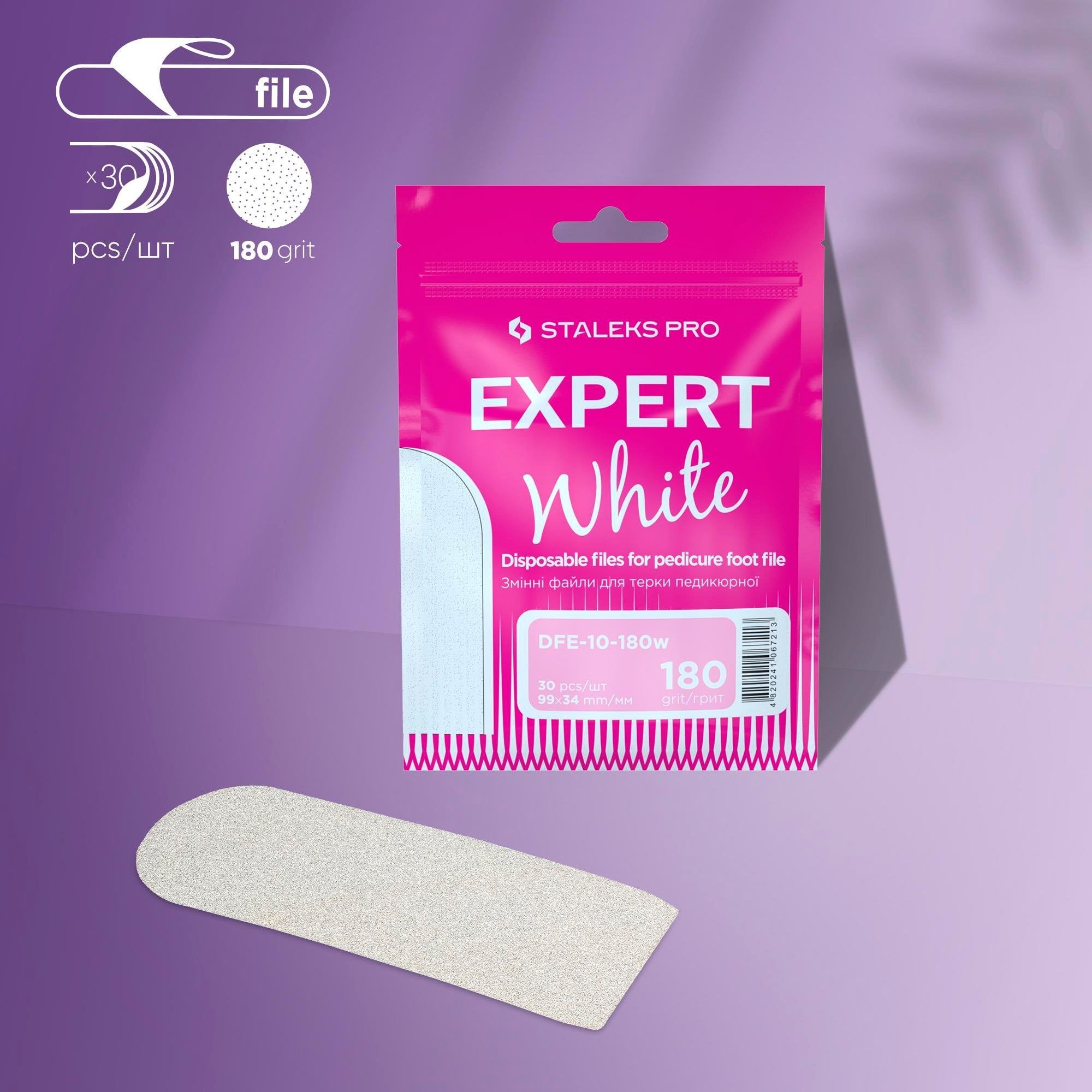 EXPERT 10 Pedikür Törpü İçin Yedek Beyaz Törpüler, 180 Grit (30 Adet)