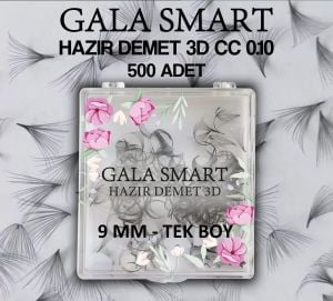 3D Hazır Demet İpek Kirpik 0.10 CC  9mm Tek Boy 500'lü Kutu