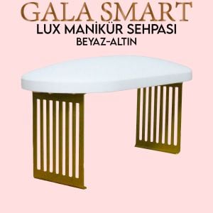 MANİKÜR SEHPASI METAL AYAKLI YENİ MODEL - BEYAZ&ALTIN