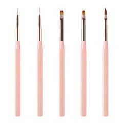 5'Lİ Pembe Fırça Set - Jel ve Nail Art