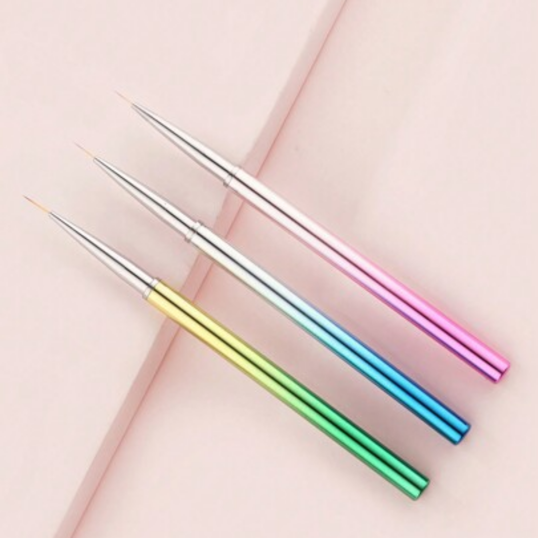 3'Lü Liner Nail Art Fırça Set (Çok Renkli)