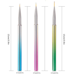 3'Lü Liner Nail Art Fırça Set (Çok Renkli)