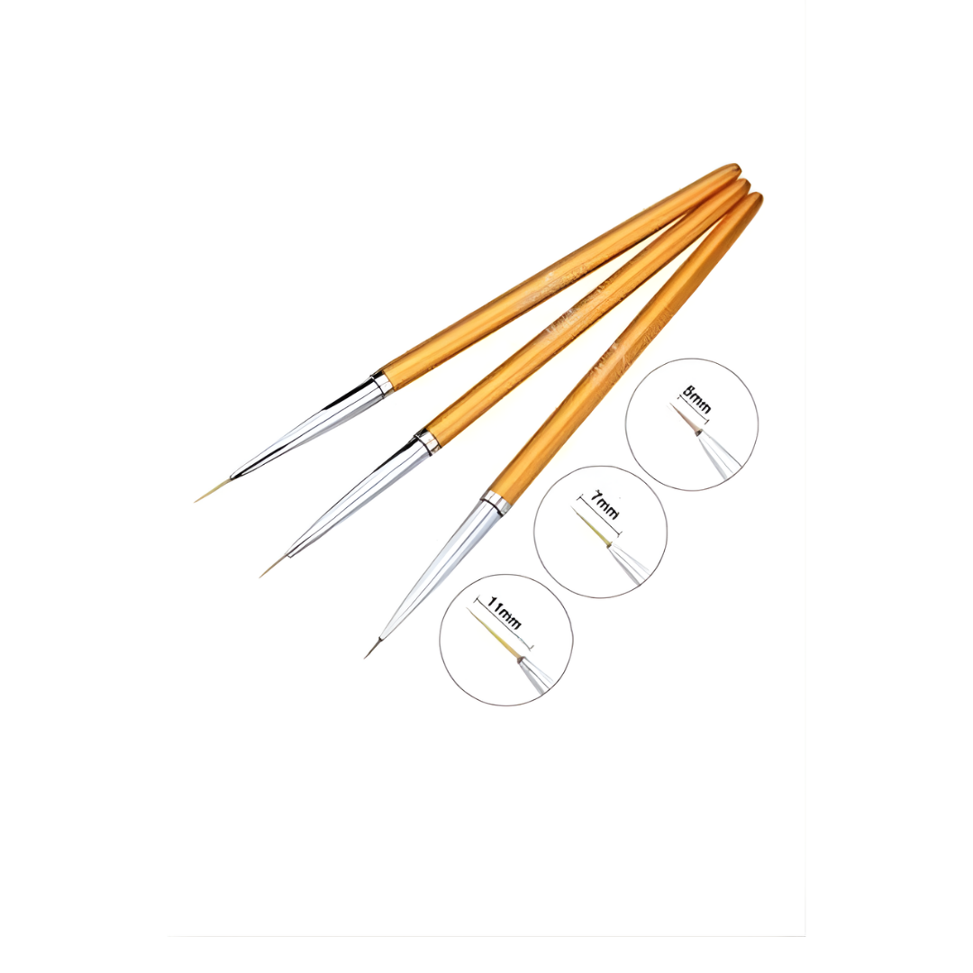 3'lü Nail Art Çizim Fırçası - French Fırçası (GOLD)