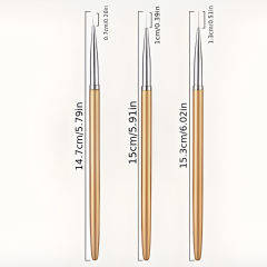 3'lü Nail Art Çizim Fırçası - French Fırçası (GOLD)