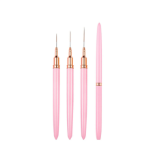 3'lü Nail Art Çizim Fırçası - Kapaklı