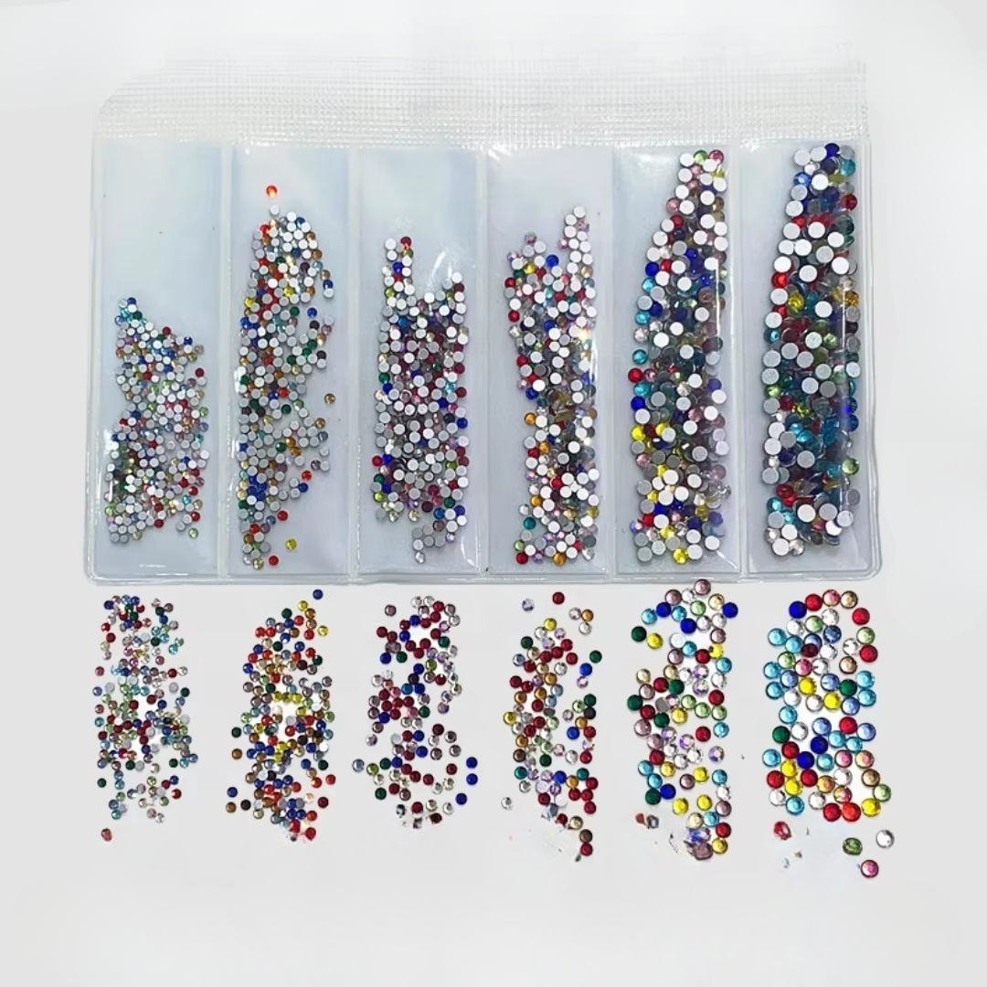 Nail Art Mix Taş 6 Farklı Boy - Renkli