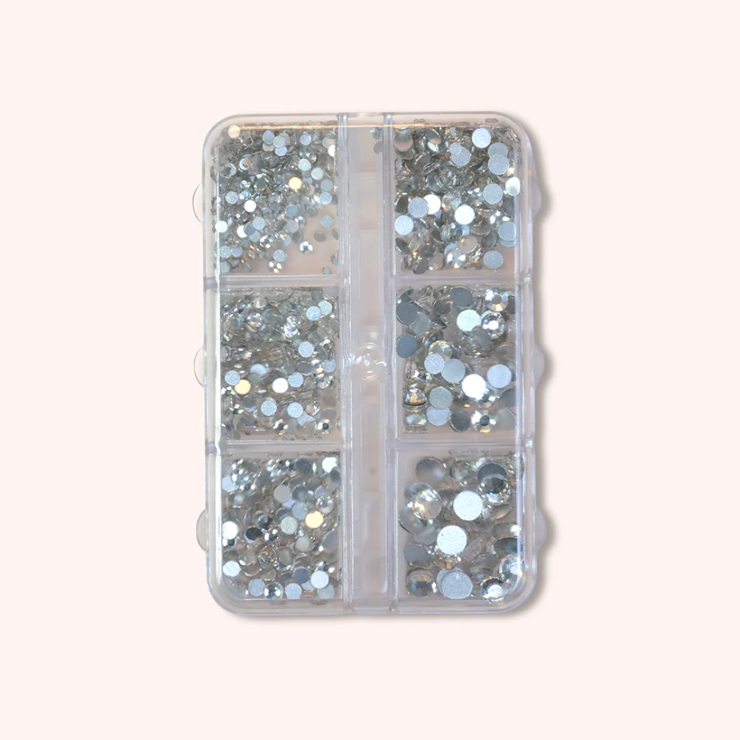 Parlak Tırnak Süsleme Taşı -  Mix 6`li set (Gümüş) WN-518
