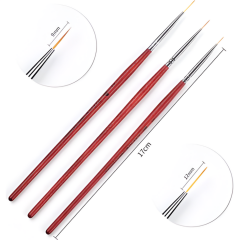 3'Lü Liner Nail Art Fırça Set (Ahşap)