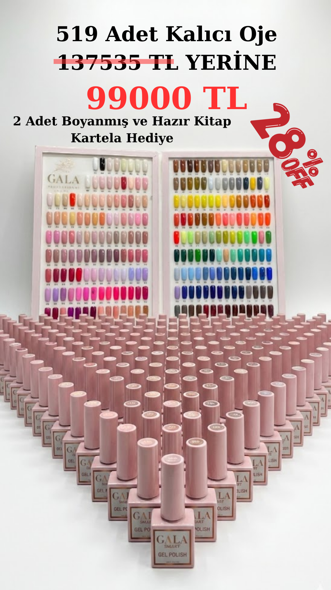 519 Renk Kalıcı Oje Serisi +2Adet Kitap Kartela Hediye