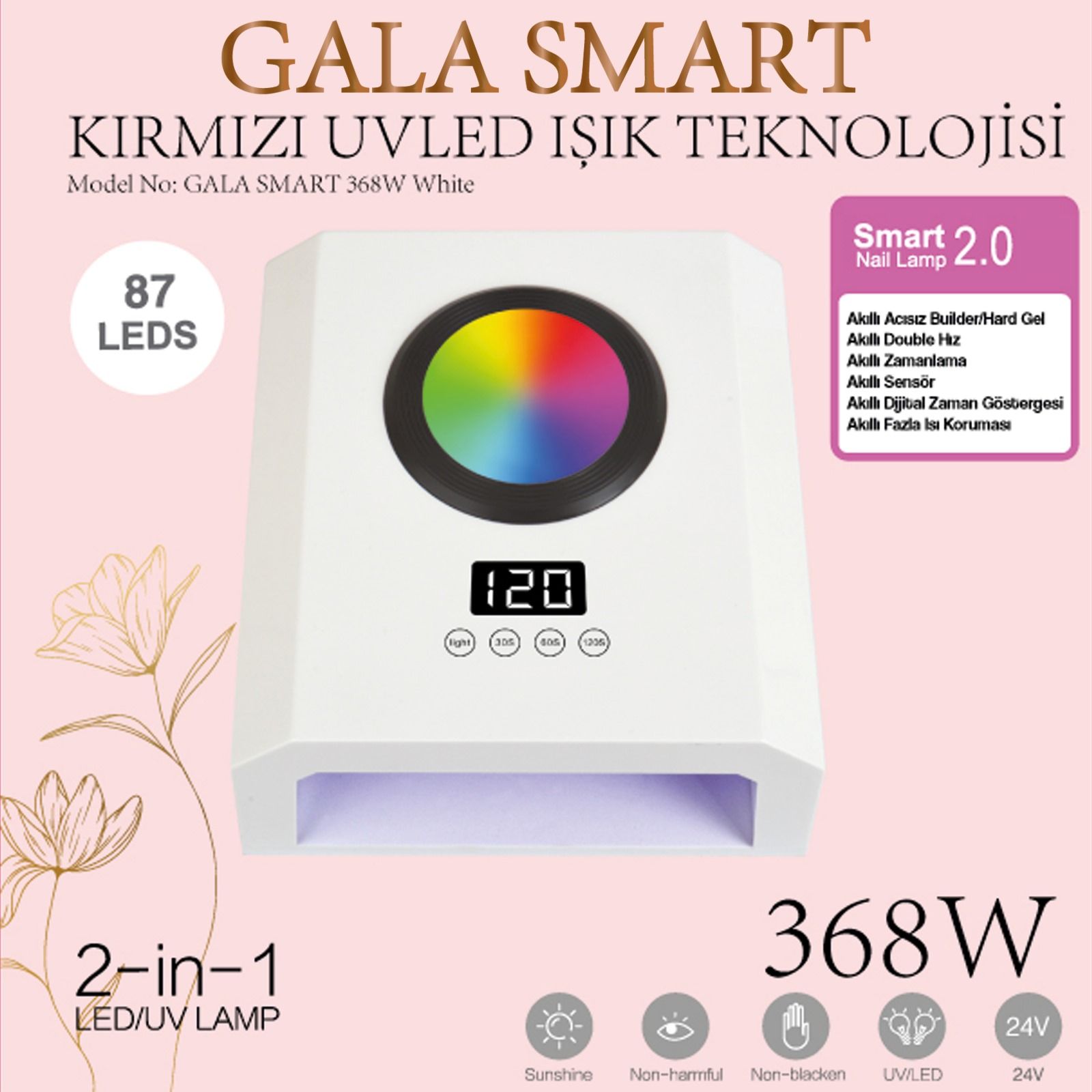 Uvled Kurutucu - 368w 87 Led Yeni Kırmızı Işık Teknolojisi - Beyaz Renk