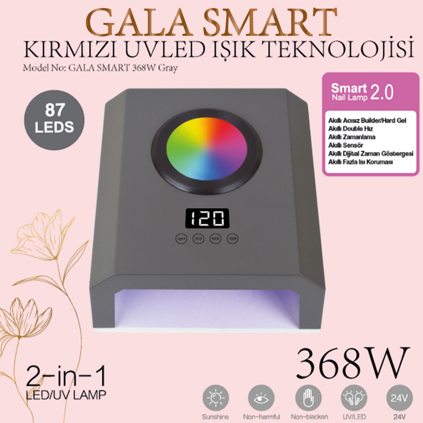 UVLED KURUTUCU - 368w 87 LED YENİ KIRMIZI IŞIK TEKNOLOJİSİ - ANTRASİT RENK