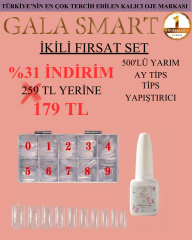 Yarım Ay Tips ve Tips Yapıştırıcı 2'li Set Şeffaf