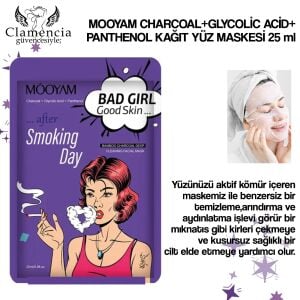 Mooyam Charcoal + Glycolic Acid + Panthenol Kağıt Yüz Maskesi 25 ml – Smoking Day Serisi