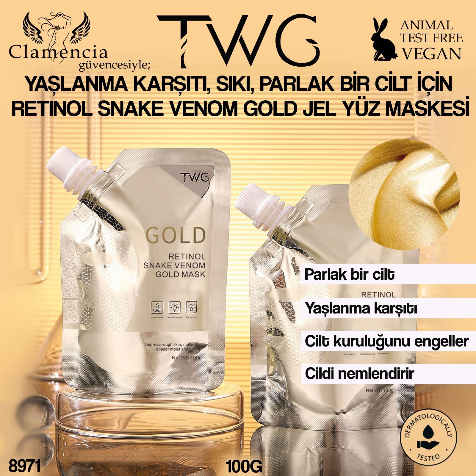 TWG Retinol + Snake Venom Gold Jel Yüz Maskesi 100g