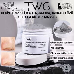 TWG Derin Deniz Kili + Kaolin + Avokado Özlü Yüz Maskesi 120 ml – Deep Sea Mud Cleanse