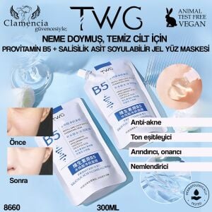 TWG Provitamin B5 + Salisilik Asit Soyulabilir Jel Yüz Maskesi 300 ml – Arındırıcı & Nemlendirici