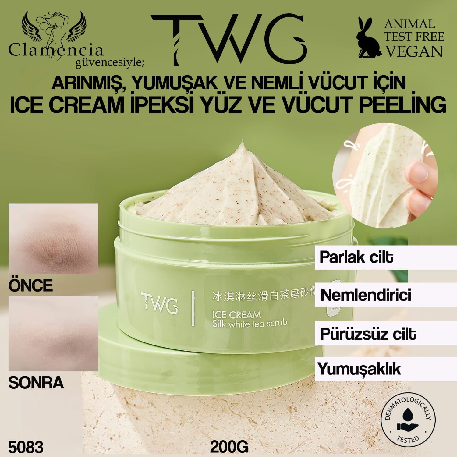 Vücut Temizleyici Peeling Krem 200g - Silk White Tea Scrub