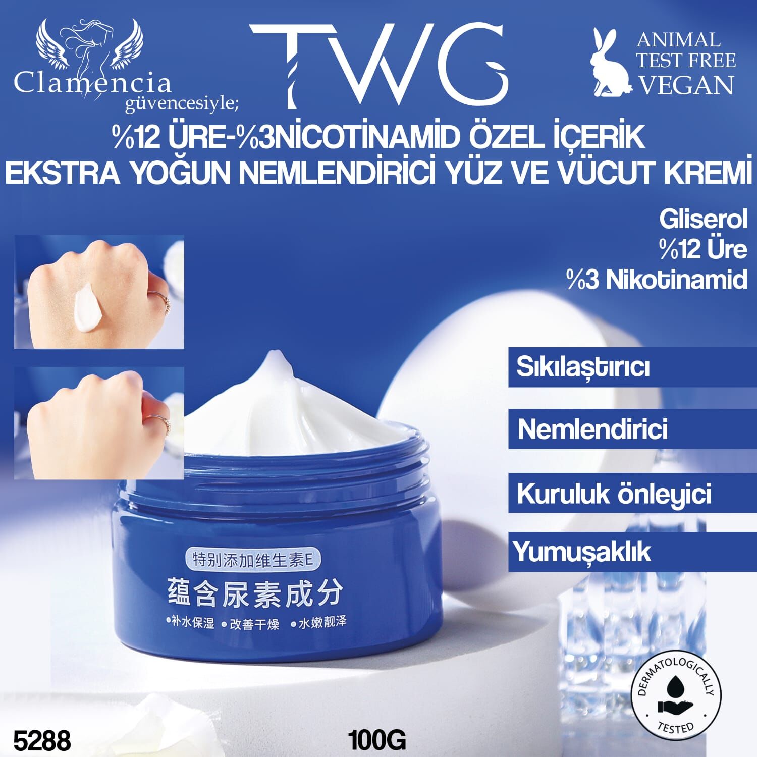 Nicotinamide Üre Temizleyici 100g Yoğun Nemlendirici Krem