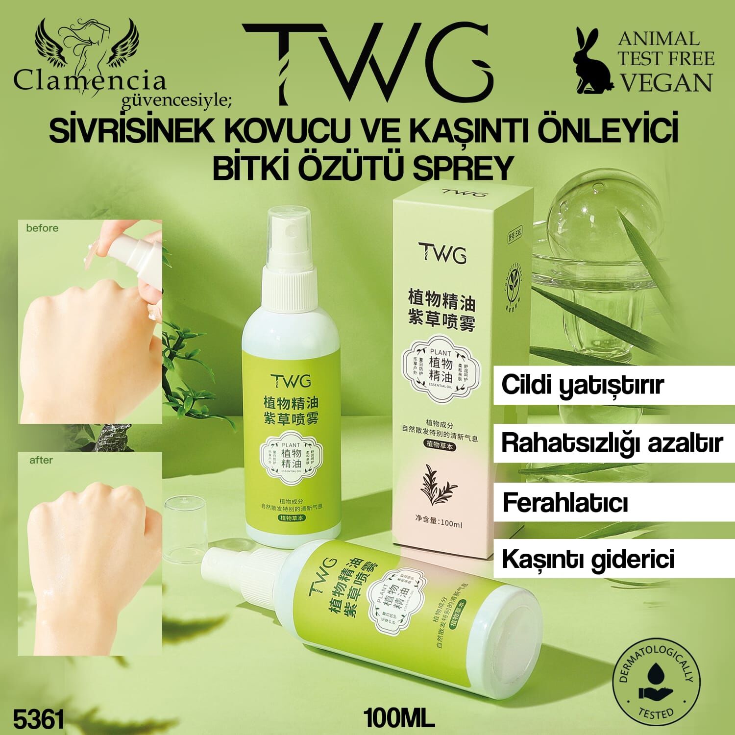 Sivrisinek Kovucu ve Kaşıntı Önleyici Bitki Özütü Spreyi 100ml – Kaşıntı Giderici ve Ferahlatıcı Etkili