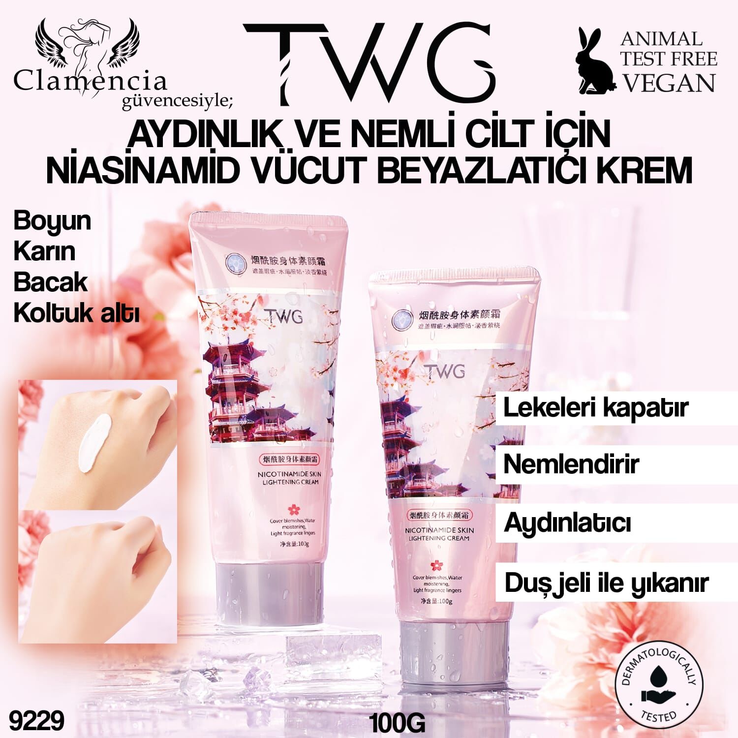 Niasinamid Vücut Beyazlatıcı Krem 100g – Koltuk Altı & Vücut