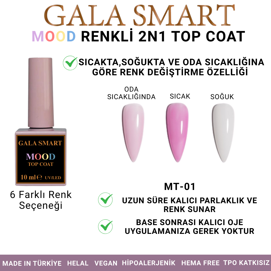 Mood Renkli 2N1 Top Coat - MT-01