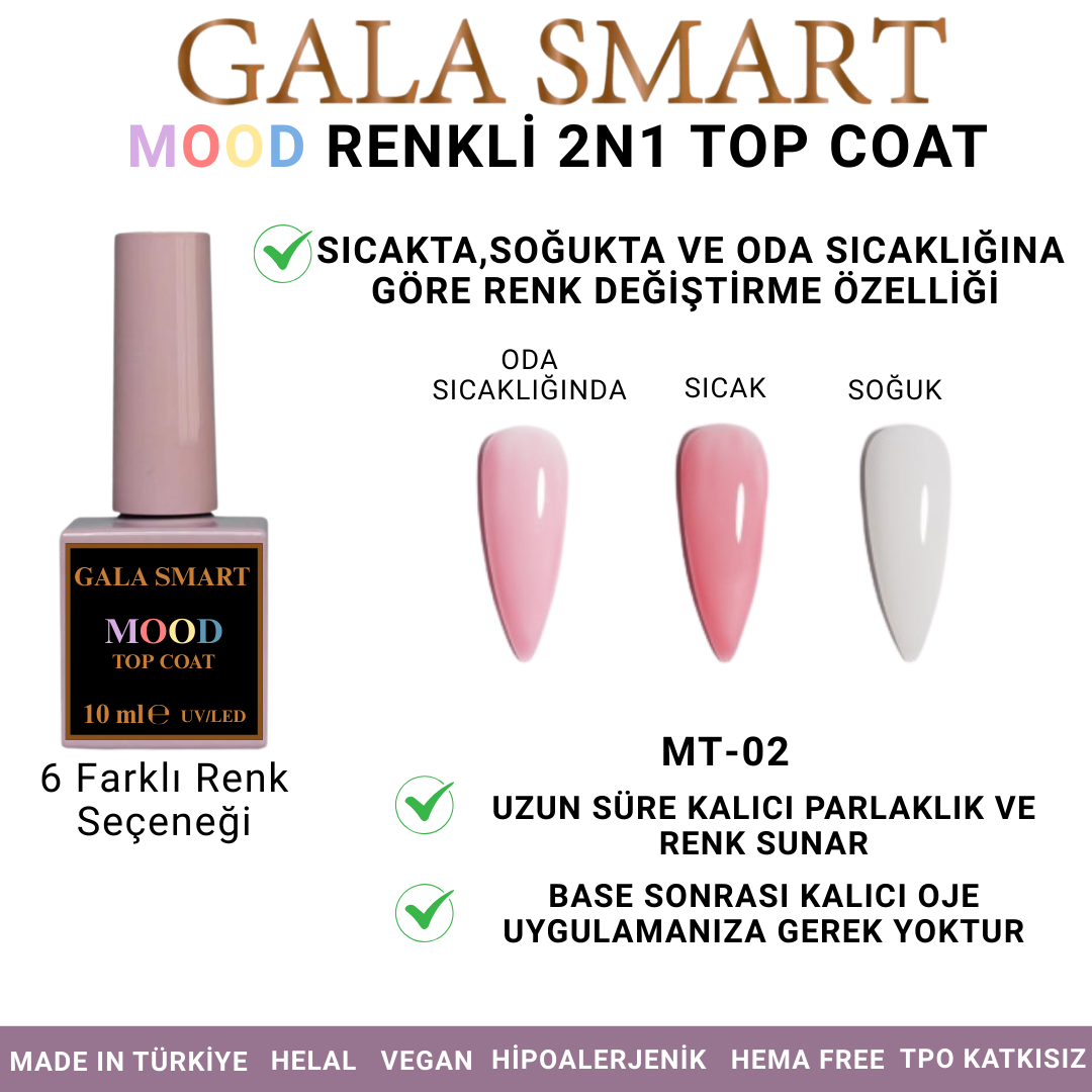 Mood Renkli 2N1 Top Coat - MT-02