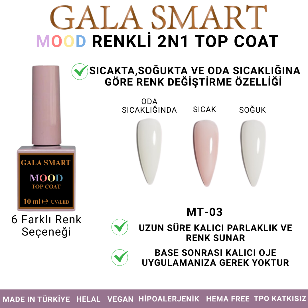 Mood Renkli 2N1 Top Coat - MT-03