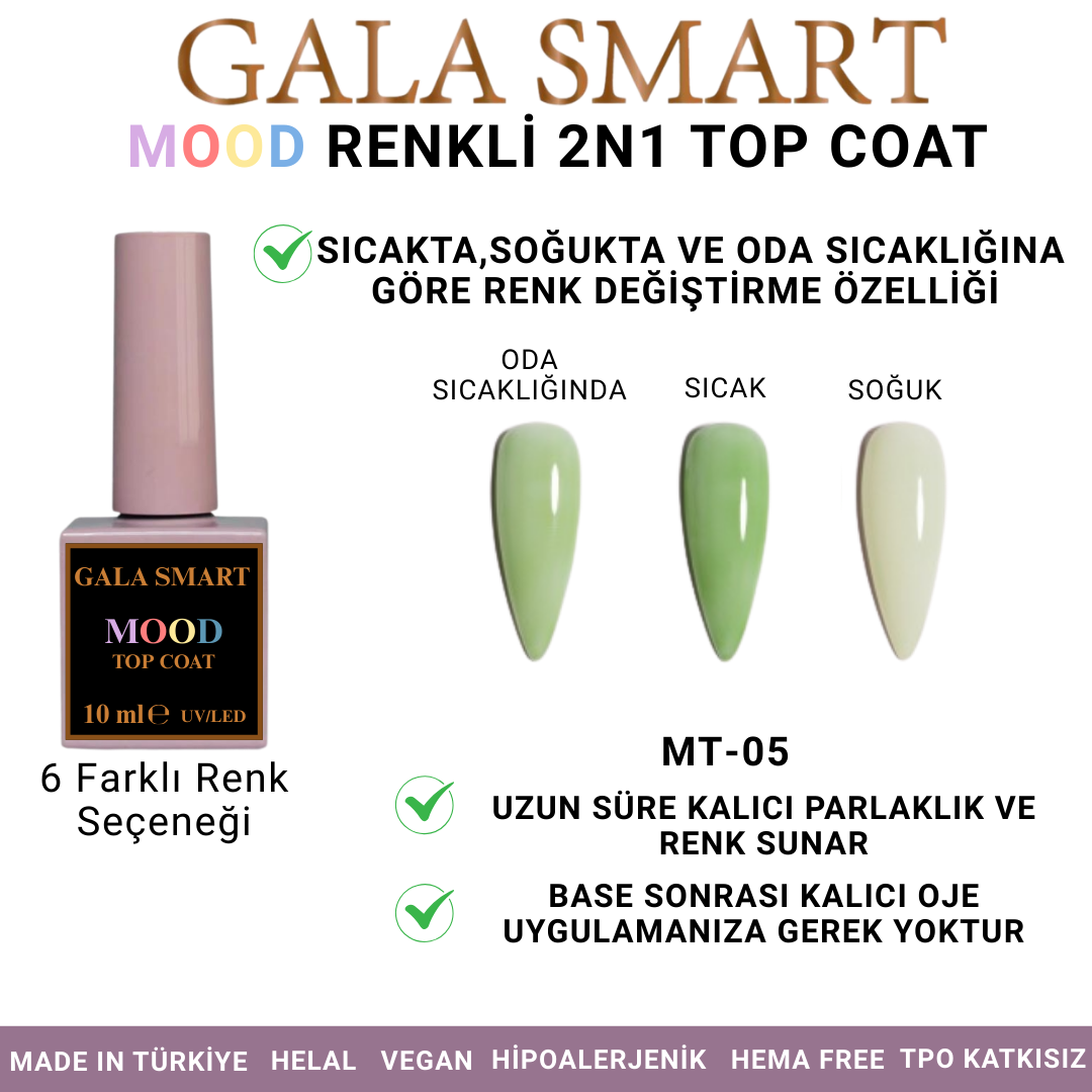Mood Renkli 2N1 Top Coat - MT-05