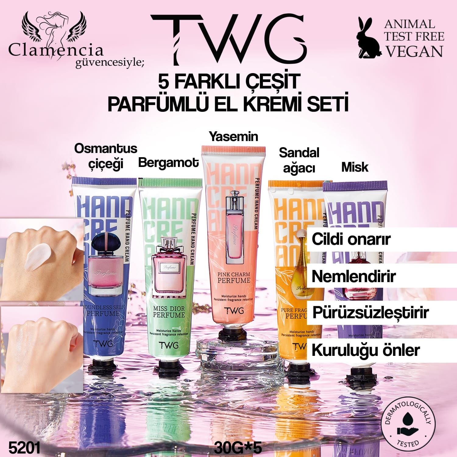 Parfümlü El Kremi Seti 30g - 5Adet