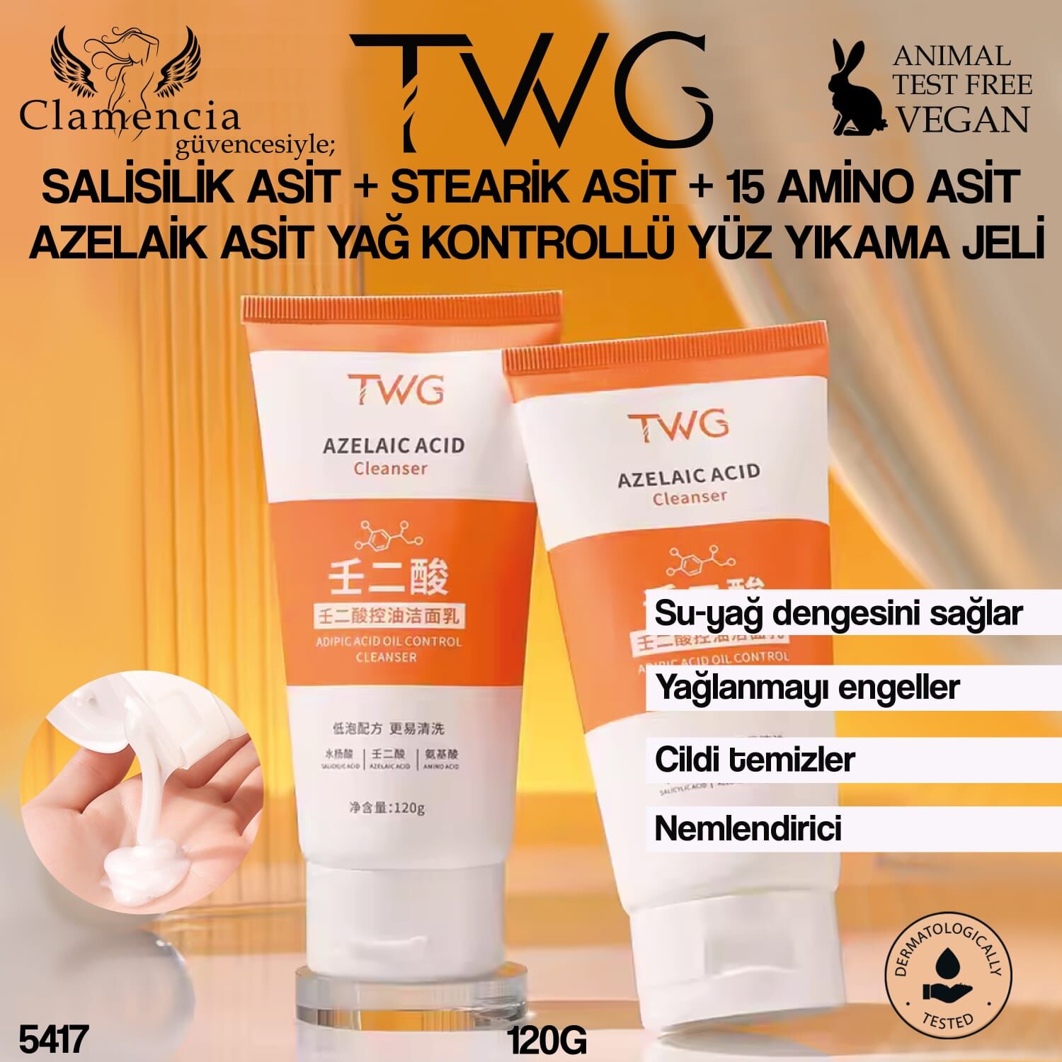 Azelaik Asit Yağ Kontrolü Yüz Temizleyici 120g