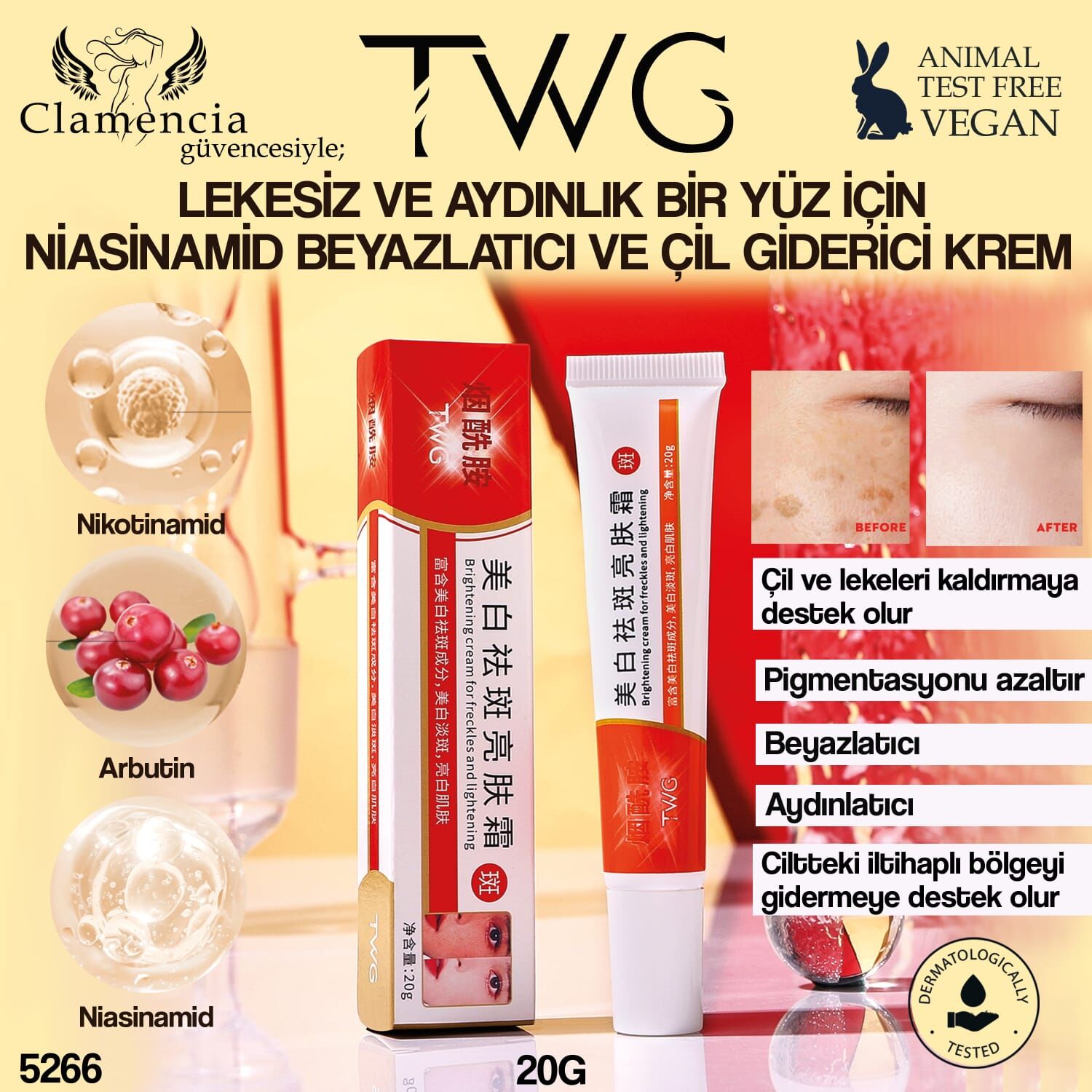 Beyazlatıcı ve Çil Giderici Krem 20g