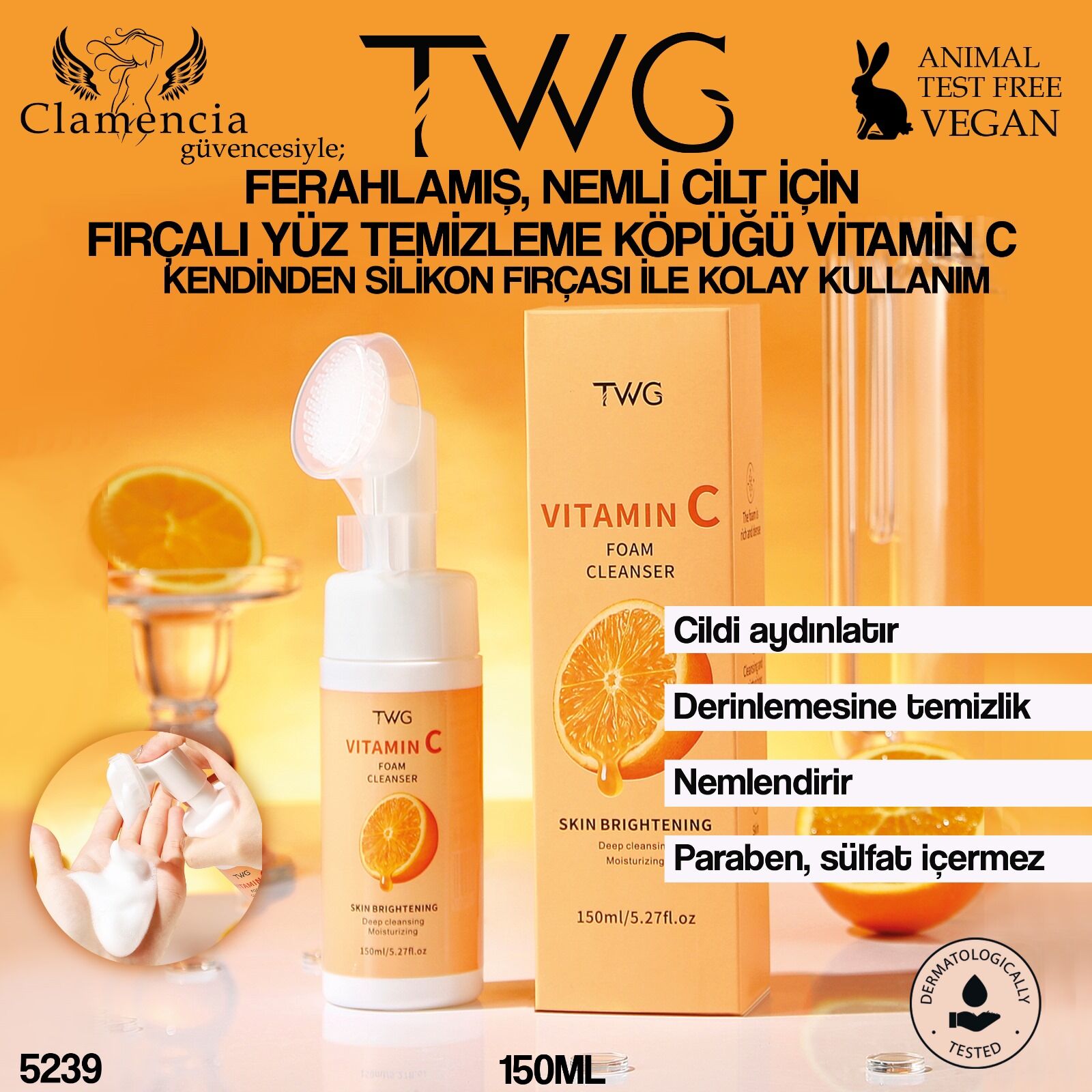 Vitamin C Fırçalı Yüz Temizleme Köpüğü 150ml No:5239