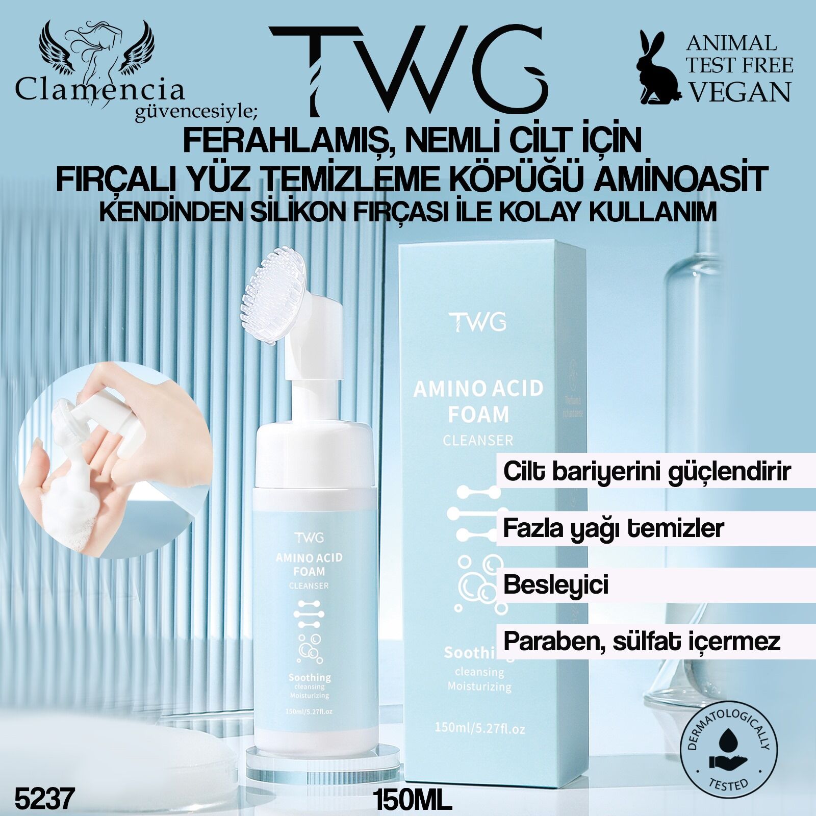 Amino Asit Fırçalı Yüz Temizleme Köpüğü 150ml No:5237