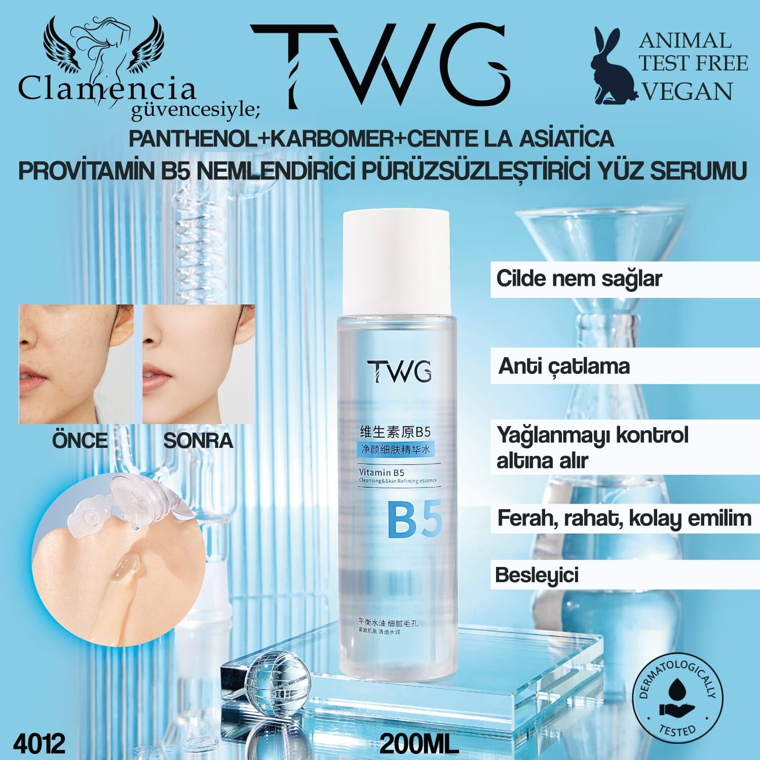 Provitamin B5 Nemlendirici& Pürüzsüzleştirici Yüz Serumu 200ml