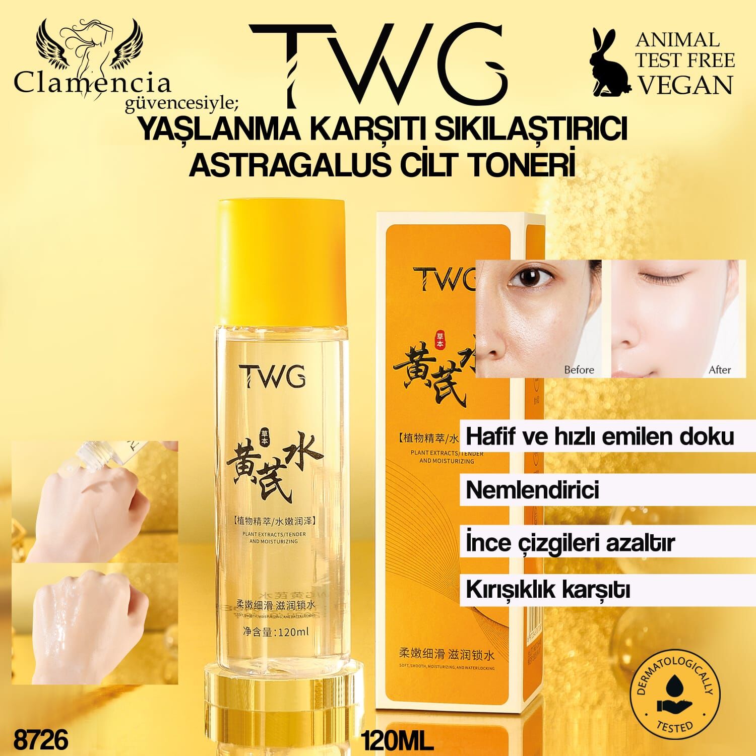 Yaşlanma Karşıtı Cilt Sıkılaştırıcı Astralagus Cilt Toneri 120ml
