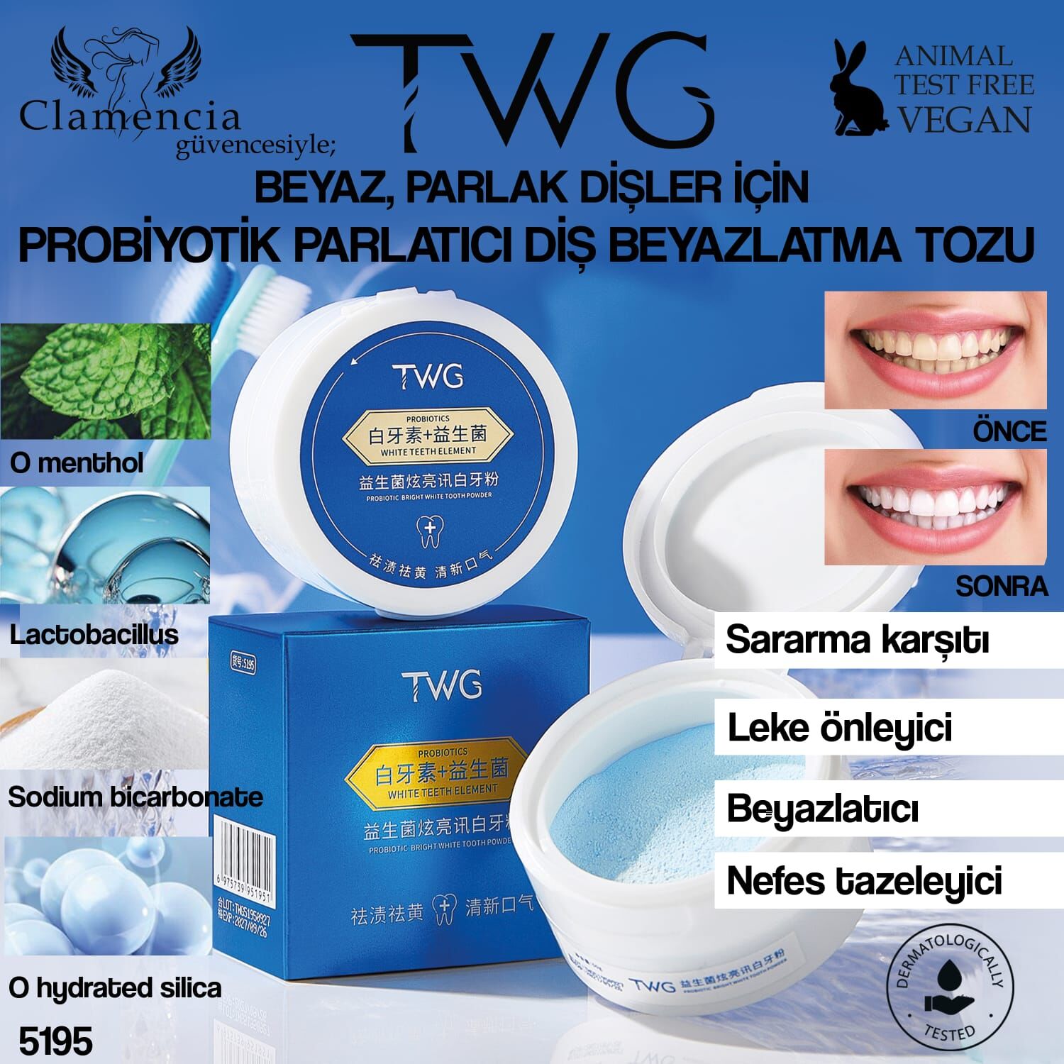Probiyotik Parlatıcı Diş Beyazlatma Tozu 50g