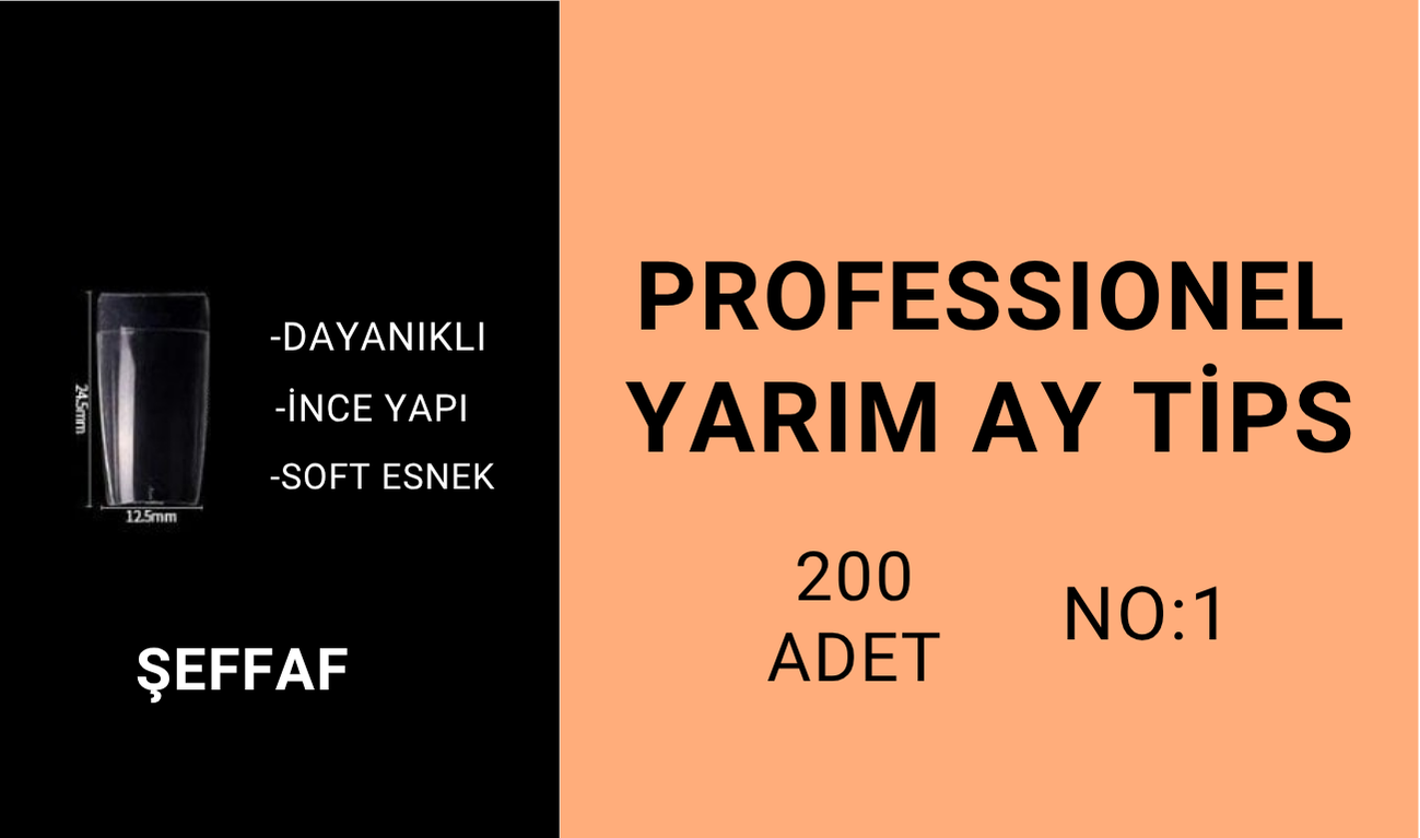Şeffaf - Yarım Ay Tips - No:1 (200Adet)