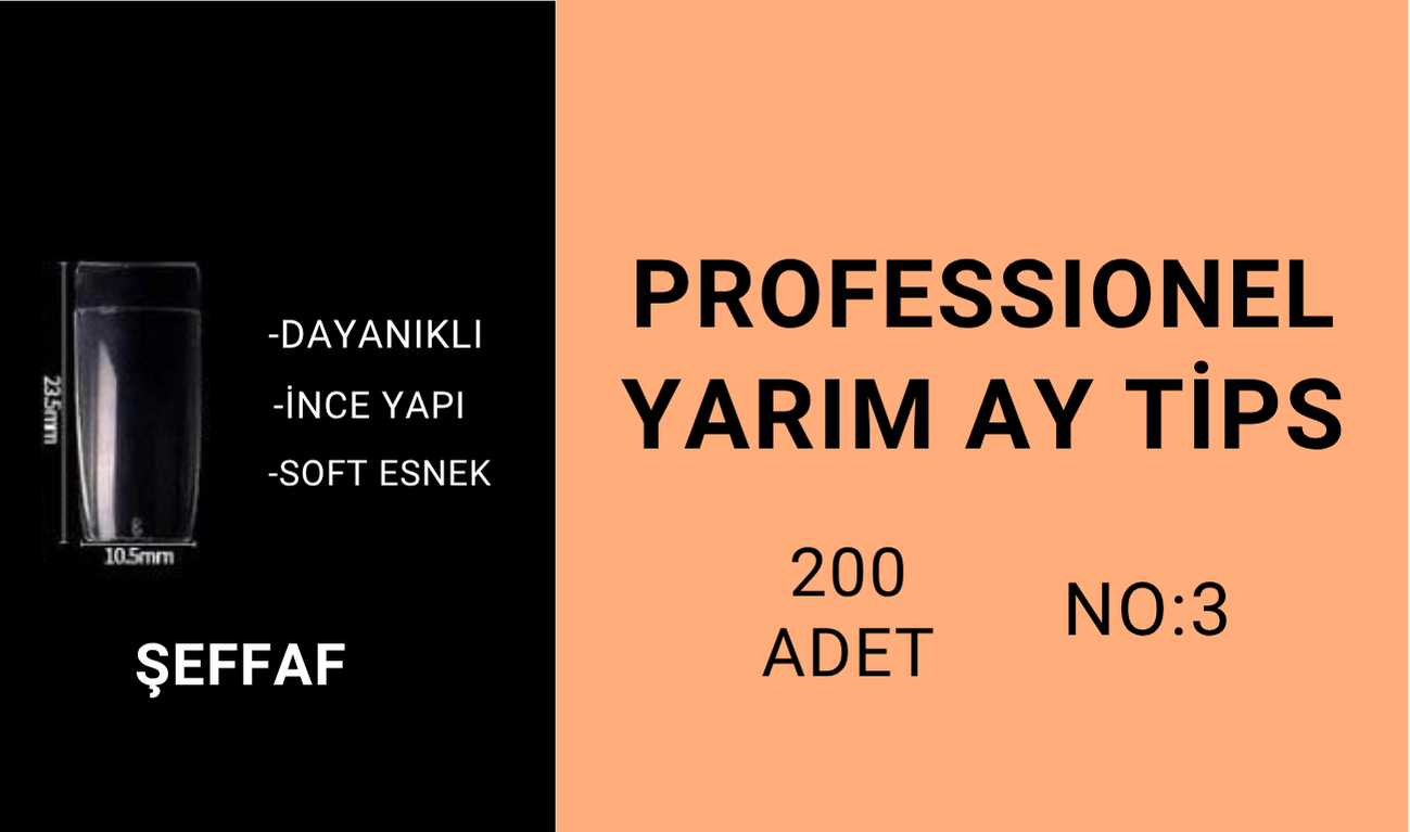 Şeffaf - Yarım Ay Tips - No:3 (200Adet)